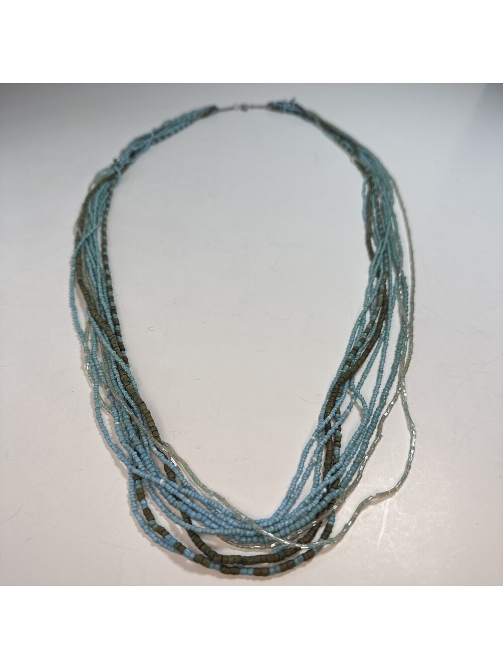 Claire’s Seed Bead Necklace Turquoise Color Multi Strand Claw Clasp Boho